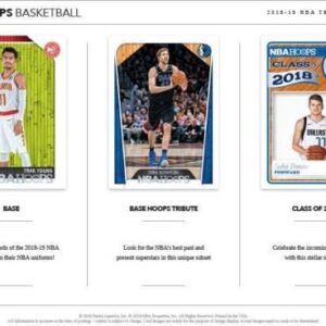 2018/19 Panini Hoops MLB Basketball BLASTER box (11 pk, ONE Memorabilia or Autograph card)