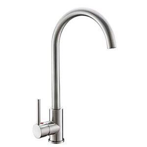 high arch kitchen faucet brushed nickel,360 degree swivel spout kitchen sink faucet hot and cold water mixer, modern lead-free commercial bar sink faucet fit for 1 hole single handle faucet anti-rust