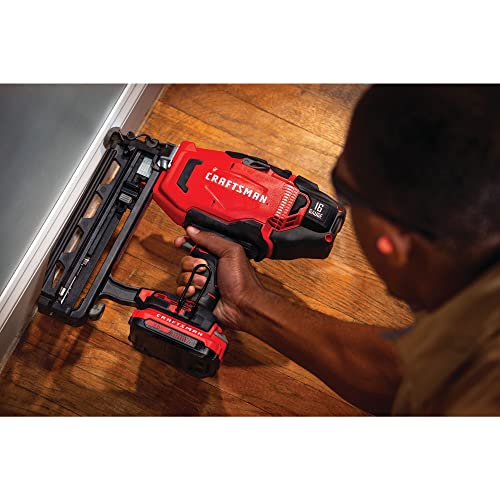 CRAFTSMAN V20 Cordless Finish Nailer Kit, Nail Gun, 16GA, 2-1/2 Nails, Battery and Charger Included (CMCN616C1)