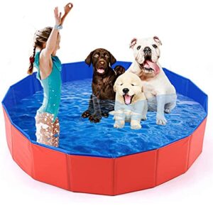 mcgrady1xm collapsible pet dog bath pool, kiddie pool hard plastic foldable bathing tub pvc outdoor pools for dogs cat kid