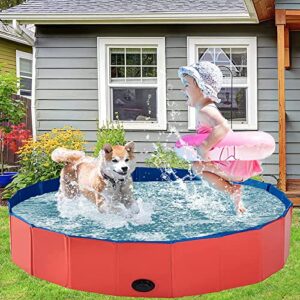 mcgrady1xm Collapsible Pet Dog Bath Pool, Kiddie Pool Hard Plastic Foldable Bathing Tub PVC Outdoor Pools for Dogs Cat Kid