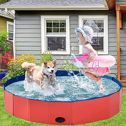 mcgrady1xm Collapsible Pet Dog Bath Pool, Kiddie Pool Hard Plastic Foldable Bathing Tub PVC Outdoor Pools for Dogs Cat Kid