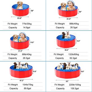 mcgrady1xm Collapsible Pet Dog Bath Pool, Kiddie Pool Hard Plastic Foldable Bathing Tub PVC Outdoor Pools for Dogs Cat Kid