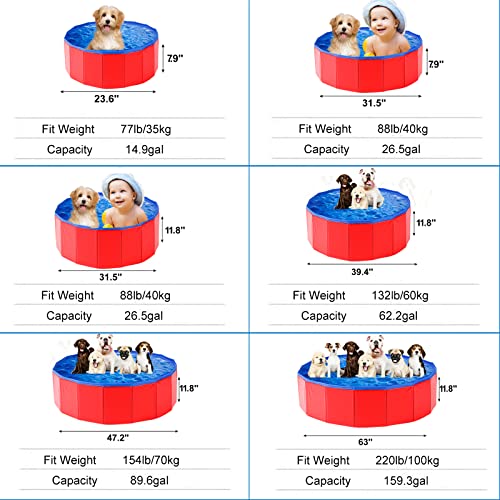 mcgrady1xm Collapsible Pet Dog Bath Pool, Kiddie Pool Hard Plastic Foldable Bathing Tub PVC Outdoor Pools for Dogs Cat Kid