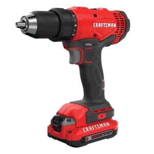 craftsman v20 cordless drill/driver kit, 1/2 inch, battery and charger included (cmcd701c2)