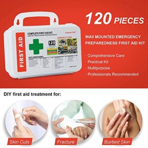 General Medi 120 Pieces Hardcase First Aid Kit - First Aid Box Includes Instant Cold Pack, Emergency Blanket for Travel, Home, Office, Vehicle, Camping, Workplace & Outdoor