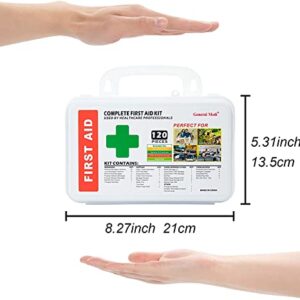 General Medi 120 Pieces Hardcase First Aid Kit - First Aid Box Includes Instant Cold Pack, Emergency Blanket for Travel, Home, Office, Vehicle, Camping, Workplace & Outdoor