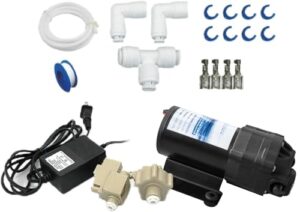 geekpure reverse osmosis booster pump kit with transformer + high and low pressure switches + fittings for 50-150 gpd ro system