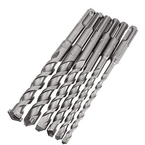 LOVPAIN6pcs SDS-Plus Rotary Hammer Drill Bit Set Round Handle Two Slots Impact Drill Bits 6mm 8mm 10mm 12mm 14mm 16mm