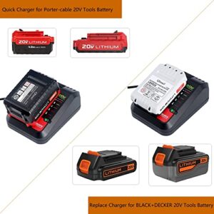 Qbmel PCC692L 20V Max Fast Battery Charger for Black+Decker 20V MAX Lithium Slide Battery LBXR20 LBXR2020 LBX4020 LCS1620 Porter-Cable 20V MAX PCC685L PCC685LP PCC680L PCC682L