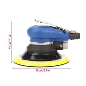 Air Random Orbital Palm Sander AT-980 5"/6" Heavy Duty Round Professional Pneumatic Orbit Polisher Palm Sander Hand Sanding Tool 10000rpm with Air Inlet Connector (6 Inch)