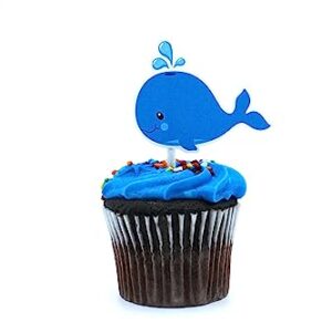 Baby Blue Whale Cupcake Toppers 12 PCS, Cake Picks, Baby Shower, Ocean Sea Animals Birthday Party Decorations Supplies, Under the Sea Themed