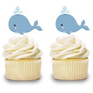 Baby Blue Whale Cupcake Toppers 12 PCS, Cake Picks, Baby Shower, Ocean Sea Animals Birthday Party Decorations Supplies, Under the Sea Themed