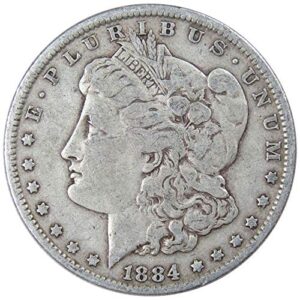 1884 morgan dollar f fine 90% silver $1 us coin collectible