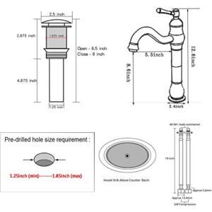 GGStudy 360° Swivel Antique Brass Bathroom Vessel Sink Faucet Single Handle One Hole Matching with Pop Up Drain