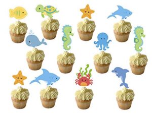 under the sea animals cupcake toppers 12 pcs, cake picks, baby shower, animals birthday party decorations supplies, ocean sea themed …