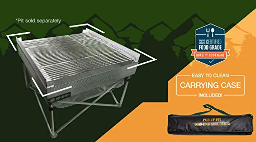 Campfire Defender Protect Preserve Pop Up Pit Portable Grilling Grates (QuadFold Folding Grill Grates)
