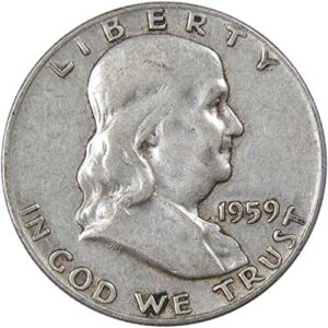 1959 franklin half dollar ag about good 90% silver 50c us coin collectible