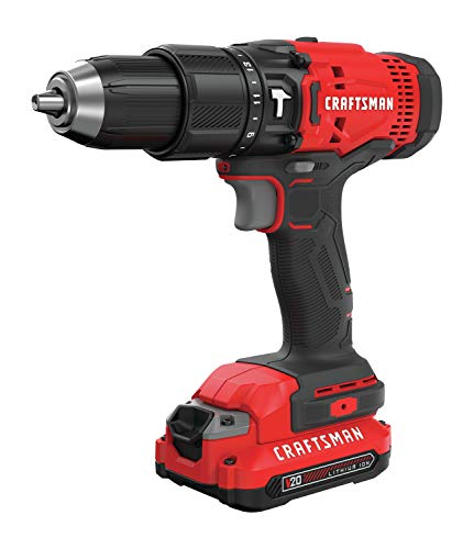 CRAFTSMAN V20 Cordless Hammer Drill Kit, 1/2 inch, 2 Batteries and Charger Included (CMCD711C2)