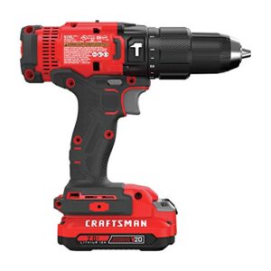 CRAFTSMAN V20 Cordless Hammer Drill Kit, 1/2 inch, 2 Batteries and Charger Included (CMCD711C2)