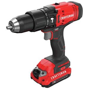 CRAFTSMAN V20 Cordless Hammer Drill Kit, 1/2 inch, 2 Batteries and Charger Included (CMCD711C2)