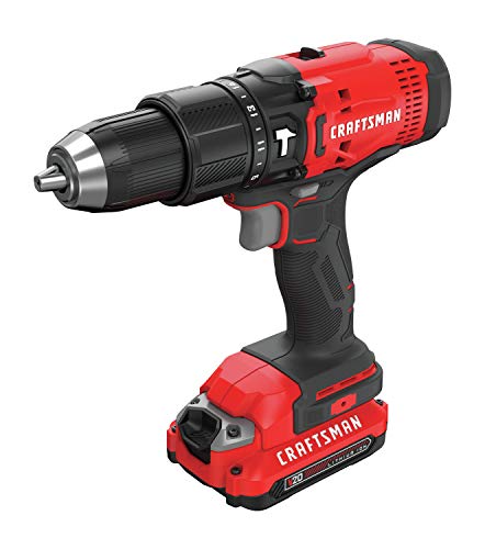 CRAFTSMAN V20 Cordless Hammer Drill Kit, 1/2 inch, 2 Batteries and Charger Included (CMCD711C2)