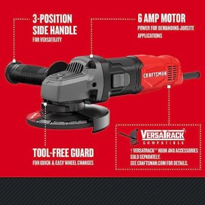 CRAFTSMAN Small Angle Grinder Tool 4-1/2 inch, 6 Amp, 12,000 RPM, Corded (CMEG100)