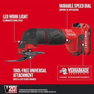 CRAFTSMAN V20 Cordless Multi-Tool, Oscillating Tool Kit, 16 Piece Kit with Blades, Sand Paper, Battery and Charger Included (CMCE500D1)