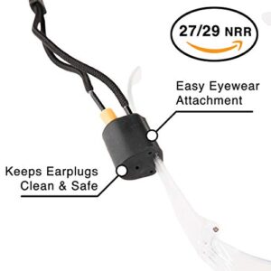 Earplugs That Attach to Safety Glasses | Safety Wear | Hearing Protection with Plug Storage Case for Eyewear and Sunglasses | 27/29 NRR