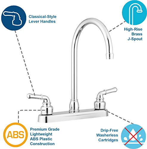 Pacific Bay Lynden Modern High Arc Kitchen Sink Faucet - Metallic Plating Over ABS Plastic - (Polished Chrome)