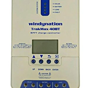 WindyNation TrakMax MPPT 40A Solar Charge Controller 12 or 24 Volts for Sealed, AGM, Gel, and Lithium Batteries + Remote Meter Kit