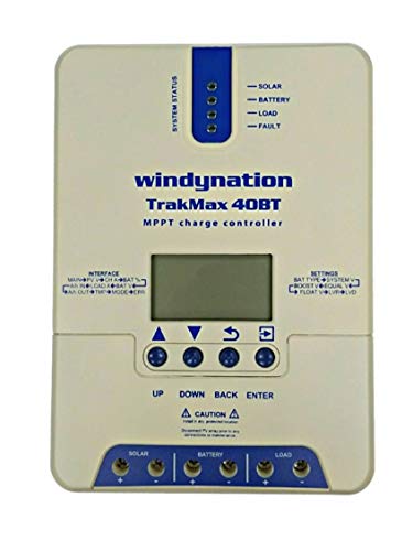 WindyNation TrakMax MPPT 40A Solar Charge Controller 12 or 24 Volts for Sealed, AGM, Gel, and Lithium Batteries + Remote Meter Kit