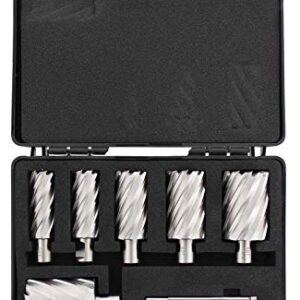 Steel Dragon Tools AC2-7PCLG 7PC Annular Cutter Kit Depth 2" Large Sizes 1" - 2" 1 Pin