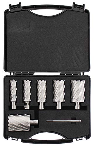 Steel Dragon Tools AC2-7PCLG 7PC Annular Cutter Kit Depth 2" Large Sizes 1" - 2" 1 Pin