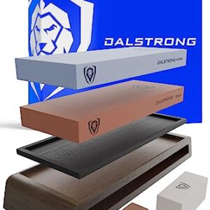 Dalstrong Premium Whetstone Kit - #1000/#6000 Knife Sharpening Kit - Extra Large Grit Stones - Top-Grade Corundum - Thick Knife Sharpening Stone - Hand Crafted Acacia Wood - Whetstone Knife Sharpener