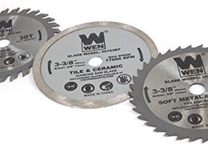 WEN 4.2-Amp 3-3/8-Inch Plunge Cut Compact Circular Saw with Laser, Carrying Case, and Three Blades (36704)