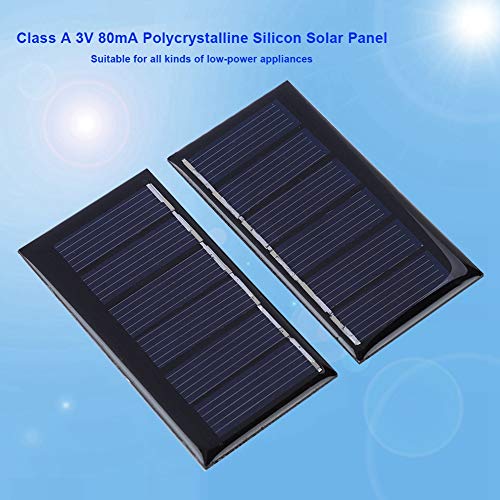 ASHATA Solar Panel,2Pcs Polycrystalline Silicon Solar Panel Portable 3V 80mA Small Mini Solar Panels for DIY Battery Power Charger Module,67.5x34.5mm