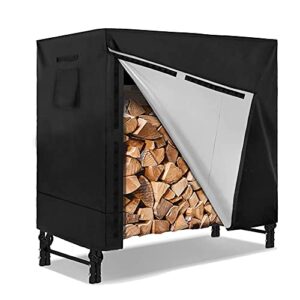 ic iclover log rack cover 4 feet, heavy duty outdoor firewood rack cover waterproof windproof, wood pile cover, snow protector with 420d durable fabric fits for 4 seasons, l48xw26xh43 inches