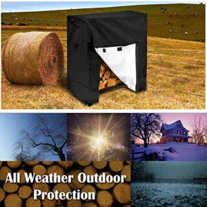 IC ICLOVER Log Rack Cover 4 Feet, Heavy Duty Outdoor Firewood Rack Cover Waterproof Windproof, Wood Pile Cover, Snow Protector with 420D Durable Fabric Fits for 4 Seasons, L48xW26xH43 Inches