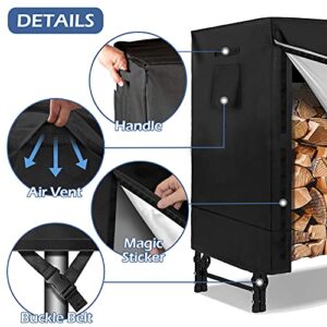 IC ICLOVER Log Rack Cover 4 Feet, Heavy Duty Outdoor Firewood Rack Cover Waterproof Windproof, Wood Pile Cover, Snow Protector with 420D Durable Fabric Fits for 4 Seasons, L48xW26xH43 Inches