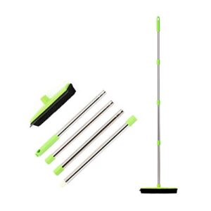MEIBEI Pet Hair Removal Broom with Squeegee -53", Long Handle Soft Bristle Rubber Broom, Ideal for Remove Fur from Carpets, Rugs, Hardwood and Linoleum