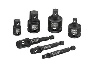 ares 28000 - impact 3-inch extension and socket adapter set - includes 3-inch extensions in 1/4-inch drive, 3/8-inch drive, and 1/2-inch drive, 2 adapters, and 2 reducers