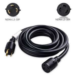 Cable Matters 3 Prong 30 Amp Locking Generator Extension Cord 15 ft (NEMA L5-30P to L5-30R)