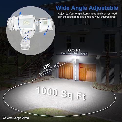 AmeriTop Motion Sensor Lights Outdoor, 2-in-1 Ultra Bright 3500LM 35W LED Security Flood Lights with Motion Sensor Mode & Dusk to Dawn Sensor Mode/ETL Certified, IP65 Waterproof