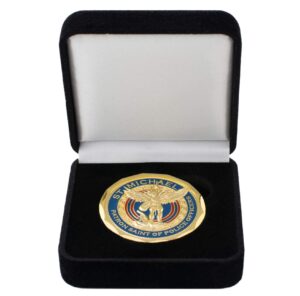 saint michael the archangel police officer challenge gift coin with gift box