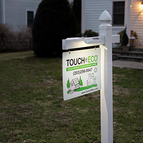 Touch Of ECO LITEAGENT PRO - Solar Dual Sided LED Post Light For Real Estate Signs, Business, Yard Sign Lighting - Includes Adjustable Sign Mounting Bracket