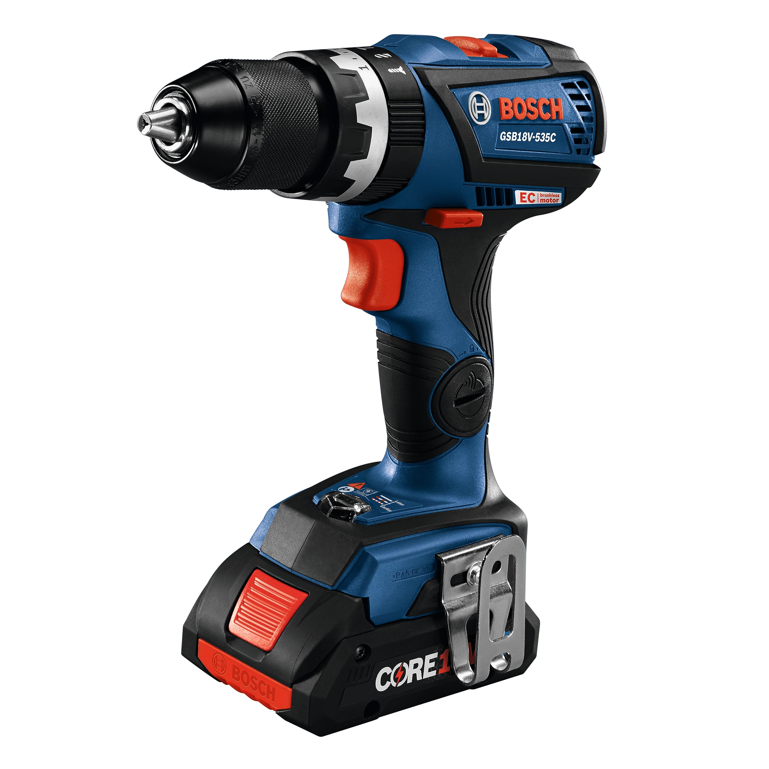 BOSCH GSB18V-535CB15 18V EC Brushless Connected-Ready 1/2 In. Hammer Drill/Driver with (1) CORE18V® 4 Ah Advanced Power Battery