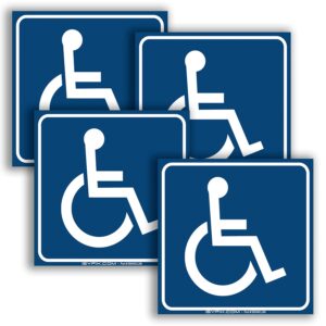 iSYFIX Handicap Signs Stickers Decal Symbol - 4 pack, 3x3 inch - Disable Wheelchair Sign, Disability Sticker, Premium Self-Adhesive Vinyl, Laminated, Indoor & Outdoor