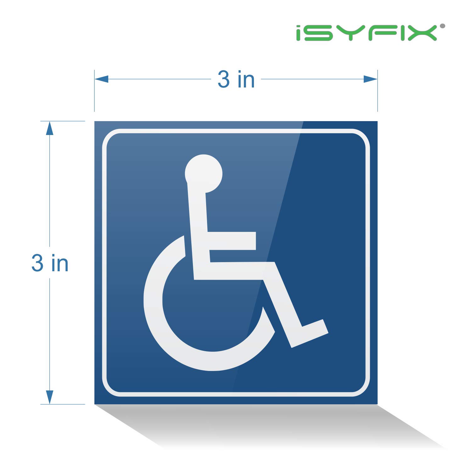 iSYFIX Handicap Signs Stickers Decal Symbol - 4 pack, 3x3 inch - Disable Wheelchair Sign, Disability Sticker, Premium Self-Adhesive Vinyl, Laminated, Indoor & Outdoor