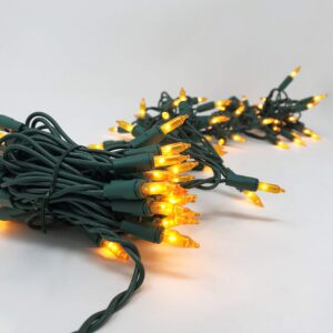 612 Vermont 100 Gold Frost Christmas Lights on a Green Wire String, UL Approved, Indoor and Outdoor Use, 18 Foot of Lighted Length, 20 Foot of Total Length